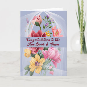 Bruiloft Kaart voor nieuwe bruid & bruidegom met b
