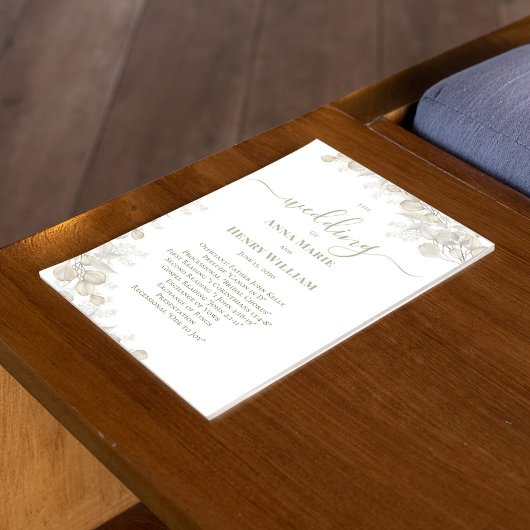 Bruiloft kalligrafie bloemensalie groen programma