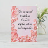 Bruiloft kalligrafie delicate blush Roos bloemblaa Kaart (Staand voorkant)