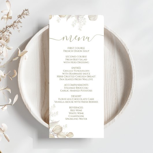 Bruiloft Kalligrafie Diner Menu Sage Groen