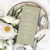 Bruiloft Kalligrafie Diner Menu Sage Groen
