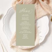 Bruiloft Kalligrafie Diner Menu Sage Groen