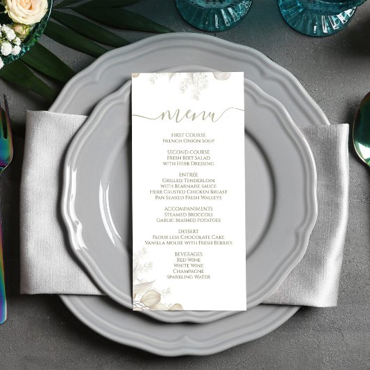Bruiloft Kalligrafie Diner Menu Sage Groen