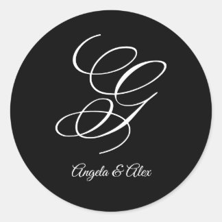 Bruiloft kalligrafie Fancy letter G Monogram Ronde Sticker