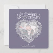 Bruiloft kant hart 13 jaar feest uitnodigingen (Voorkant)