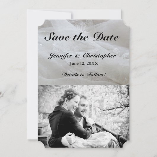 Bruiloft Kant Jurk Afbeelding Save the Date Paar K (Voorkant)