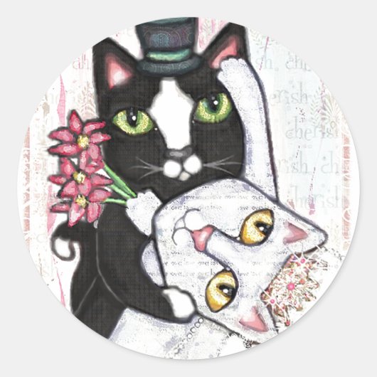 Bruiloft Kat Dans Stickers (Voorkant)