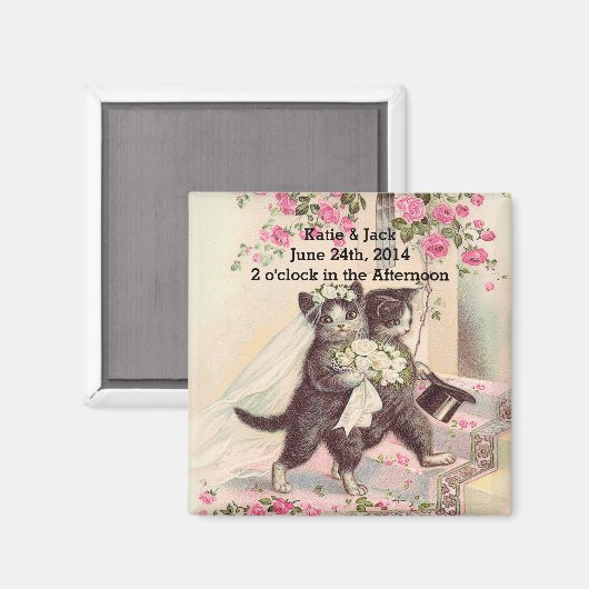 Bruiloft Katten Bruid en bruidegom Magneet (Voorkant / Achterkant)