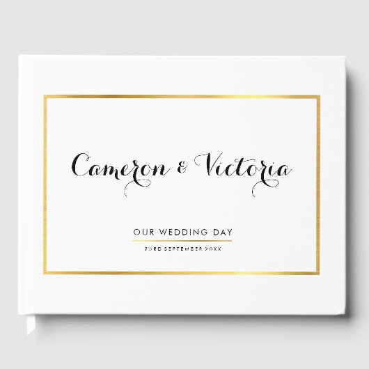 BRUILOFT KEEPSAKE eenvoudige stijlvolle faux goude Gastenboek (Voorkant)