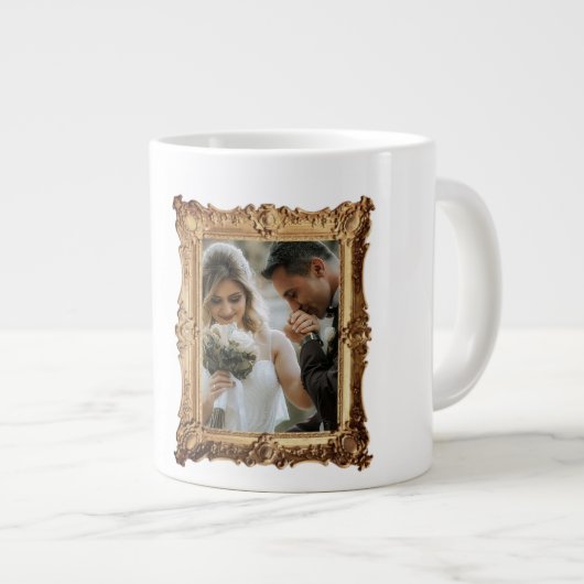 Bruiloft Keepsake Gift Mok- aangepaste foto Grote Koffiekop (Voorkant rechts)