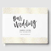 BRUILOFT KEEPSAKE gouden confetti handgeschreven Gastenboek (Voorkant)