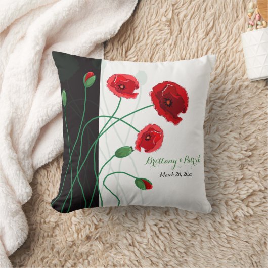 Bruiloft Keepsake Sierkussen | rode papaver (Deken)