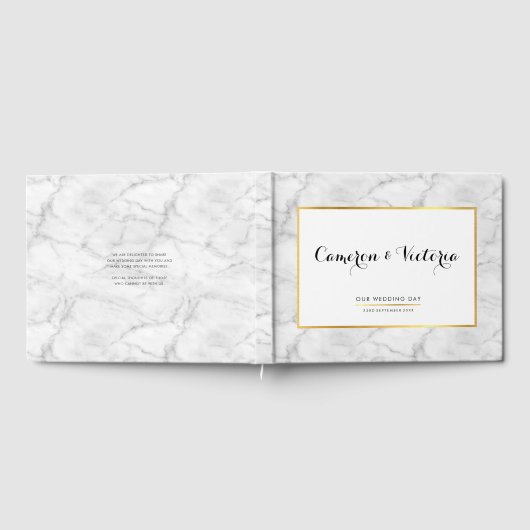 BRUILOFT KEEPSAKE stijlvolle faux gouden lijst mar Gastenboek (Volledig)