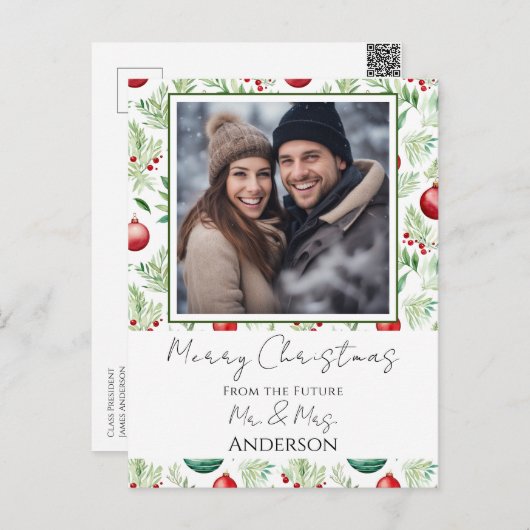 Bruiloft Kerst Save the Date Briefkaart (Voorkant / Achterkant)