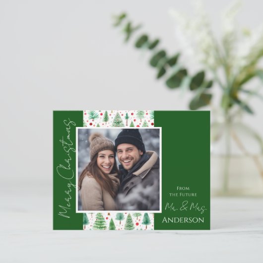 Bruiloft Kerstbomen Save the Date Briefkaart (Staand voorkant)