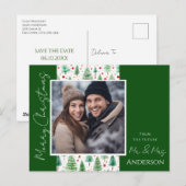 Bruiloft Kerstbomen Save the Date Briefkaart (Voorkant / Achterkant)