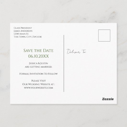 Bruiloft Kerstbomen Save the Date Briefkaart (Achterkant)