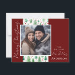 Bruiloft Kerstbomen Save the Date Briefkaart<br><div class="desc">Leuk waterverf kerstontwerp. Alle tekst is aanpasbaar en eenvoudig te wijzigen voor uw eigen feestbehoeften. Sla de datum kerst bruiloft aankondiging briefkaarten.</div>