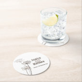 Bruiloft kervel grafische kunst bruin papier onder ronde kartonnen onderzetter (Insitu)