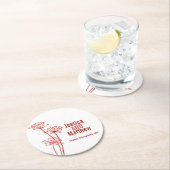 Bruiloft kervel graphic art rood papier onderzette ronde kartonnen onderzetter (Insitu)