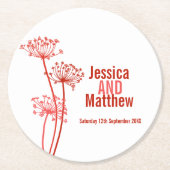 Bruiloft kervel graphic art rood papier onderzette ronde kartonnen onderzetter (Voorkant)