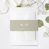 Bruiloft Klassieke Eenvoudige Sage Groene Monogram Uitnodigingen Wikkel