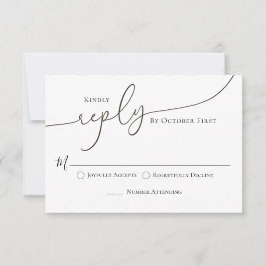 Bruiloft Klassieke Reactie Kalligrafie Script RSVP Kaartje (Voorkant)