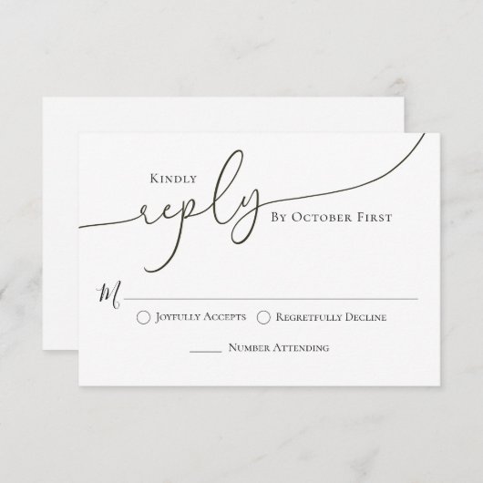 Bruiloft Klassieke Reactie Kalligrafie Script RSVP Kaartje (Voorkant / Achterkant)