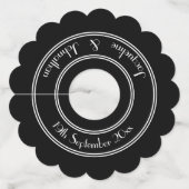 Bruiloft klassieke zwart-wit aangepaste namen wijnglaslabel (Voorkant)