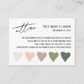 Bruiloft kleding kleur palet suggesties informatiekaartje (Voorkant)