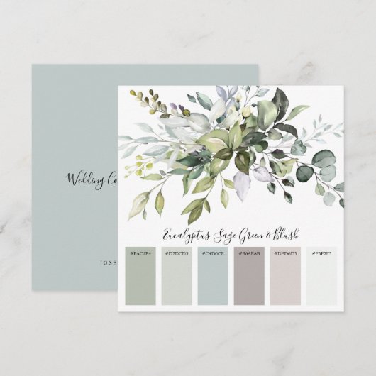Bruiloft Kleur Inspiratie Palet Kaart (Voorkant / Achterkant)