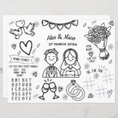 Bruiloft Kleurplaat Placemat Kleurplaat voor Kinde (Voorkant / Achterkant)