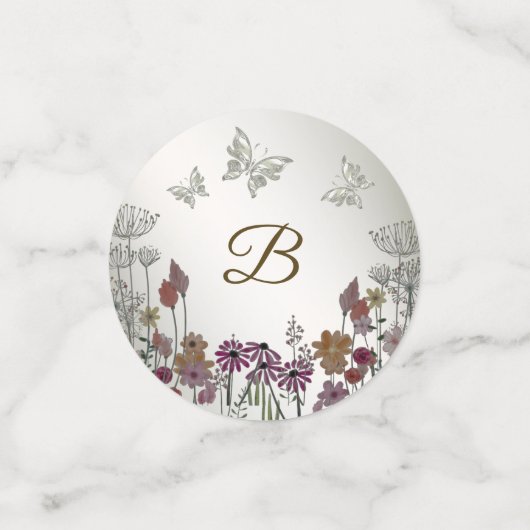 Bruiloft Kleurrijke Tuin Bloemen Vlinders Confetti (Kleine voorkant)