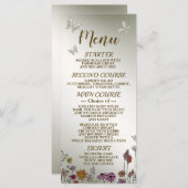 Bruiloft Kleurrijke Tuin Bloemen Vlinders Menu (Voorkant / Achterkant)