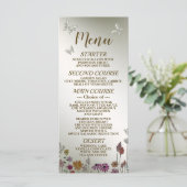 Bruiloft Kleurrijke Tuin Bloemen Vlinders Menu (Staand voorkant)