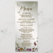 Bruiloft Kleurrijke Tuin Bloemen Vlinders Menu (Voorkant)