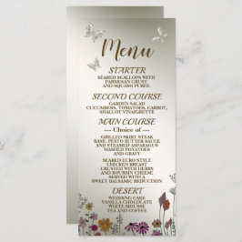 Bruiloft Kleurrijke Tuin Bloemen Vlinders Menu