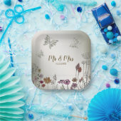 Bruiloft Kleurrijke Tuin Bloemen Vlinders Papieren Bordje (Feest)