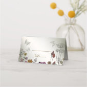 Bruiloft Kleurrijke Tuin Bloemen Vlinders Plaatskaartje (Voorkant)