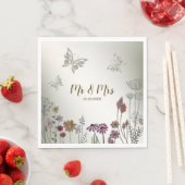 Bruiloft Kleurrijke Tuin Bloemen Vlinders Servet (Insitu)