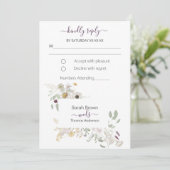 Bruiloft KLEURRIJKE WILDBLOEM GEEL EN PAARSE Kaart (Staand voorkant)