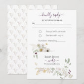 Bruiloft KLEURRIJKE WILDBLOEM GEEL EN PAARSE Kaart (Voorkant / Achterkant)