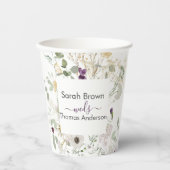 Bruiloft KLEURRIJKE WILDBLOEM GEEL EN PAARSE Papieren Bekers (Voorkant)