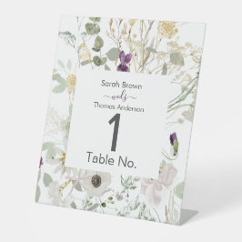 Bruiloft KLEURRIJKE WILDBLOEM GEEL EN PAARSE Reclamebord Met Voetstuk