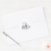 Bruiloft klokken monogram ronde sticker (Envelop)