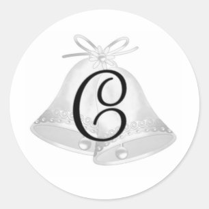 Bruiloft klokken monogram ronde sticker