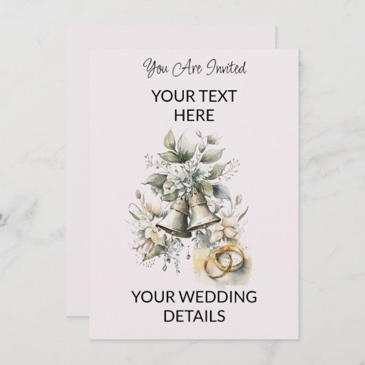 Bruiloft klokken Waterverf bruiloft uitnodiging (Voorkant / Achterkant)