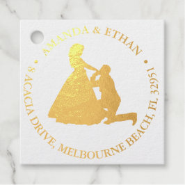 Bruiloft knielen man Gold thema Bedankjes Labels