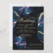 Bruiloft | Kobalt Blue Paars Alcohol Ink Kaart (Voorkant)