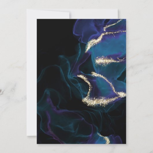 Bruiloft | Kobalt Blue Paars Alcohol Ink Kaart (Achterkant)